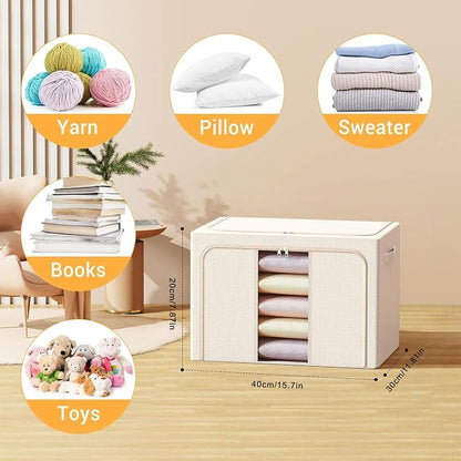 Clothes Storage Bins with Metal Frame, Foldable Clothes Organizers Storage - Image 2