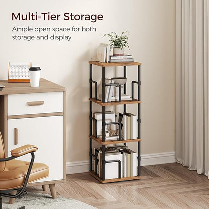 MAHANCRIS 3-Tier Rotating Bookshelf, Freestanding Corner Bookshelf, 360° - Image 5