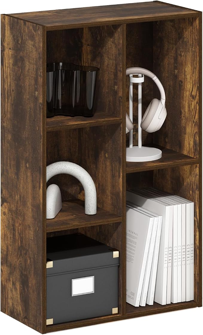 Furinno LUDER Book Shelf, 5-Cube Bookshelf, Open Storage Shelf Bookcase by Furinno-FitsYourSpaceFitsYourBudget