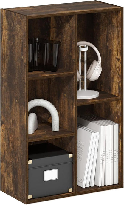 Furinno LUDER Book Shelf, 5-Cube Bookshelf, Open Storage Shelf Bookcase by Furinno-FitsYourSpaceFitsYourBudget