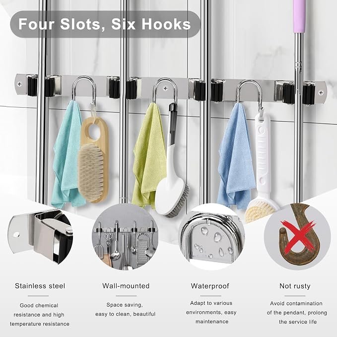 Mop Broom Holder Wall Mount - Image 2
