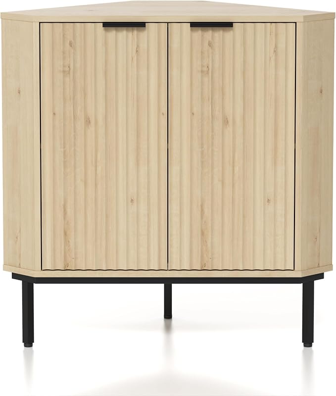 Fluted Corner Cabinet, Modern Small Corner Floor Cabinet - Image 8