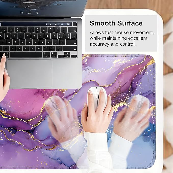 Purple Marble Ink Mouse Pad – Large Extended Desk Mat 31.5 x 11.8 in– Alcohol - Image 6