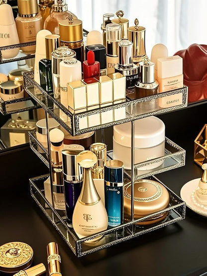 Vintage Glow Antique 360 Degree Rotating Makeup Organizer, 4-Tier Spinning - Image 3