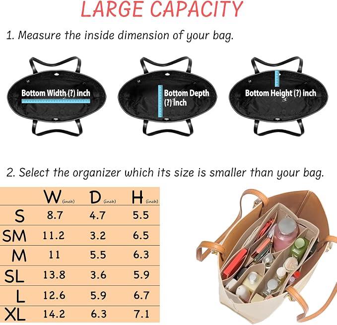 DailyPlus Purse Organizer Insert Felt Bag Organizer Handbag Organizer Insert - Image 6
