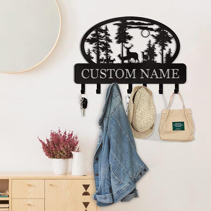 Personalized Key Holder for Wall, Custom Metal Deer Cabin Key Hooks - Image 5