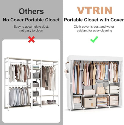 VTRIN Portable Closet for Hanging Clothes 67 Inch Wide Large Capacity Portable - Image 7