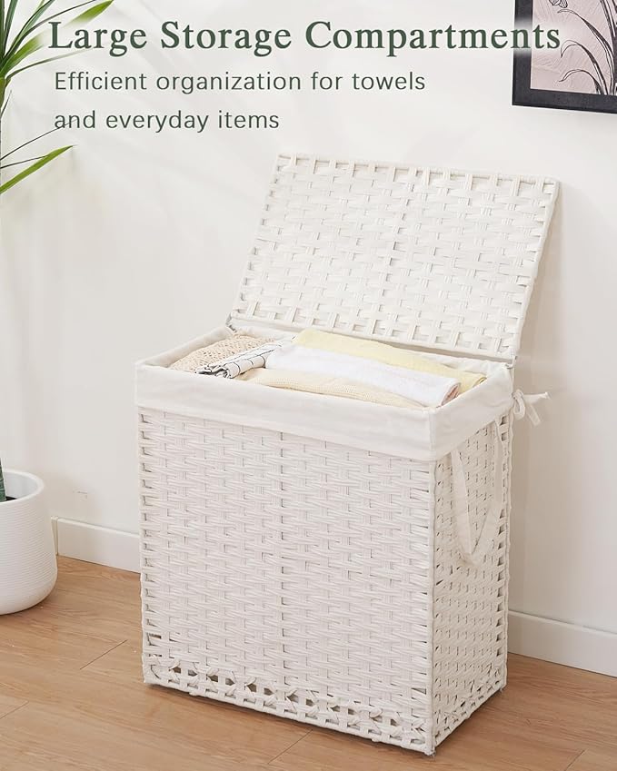 Laundry Hamper with Lid Wicker Laundry Basket 112 L Laundry Hampers Handwoven - Image 4