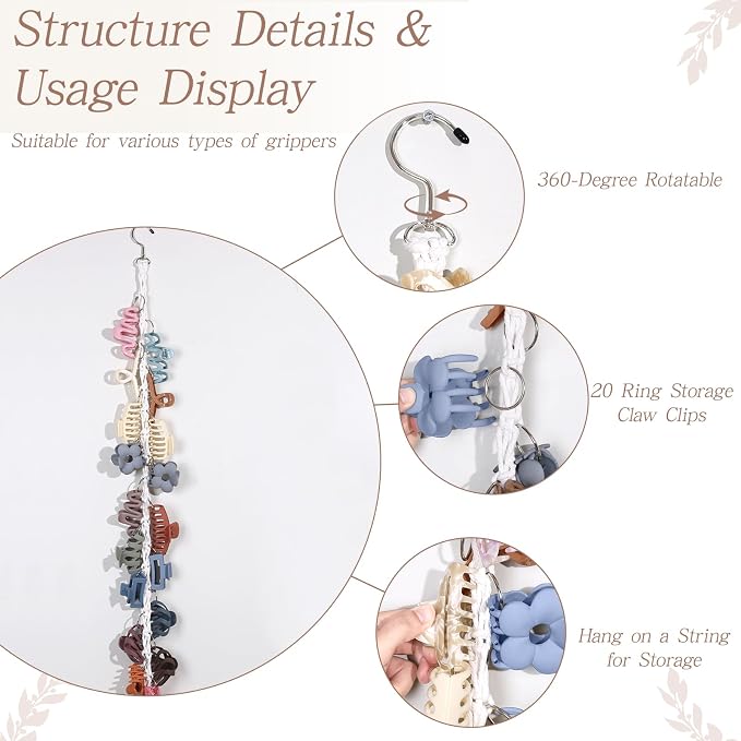 SNOWSTAR Macrame Hair Claw Clip Organizer - Image 5
