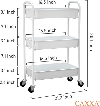 CAXXA 3-Tier Rolling Metal Storage Organizer - Image 2