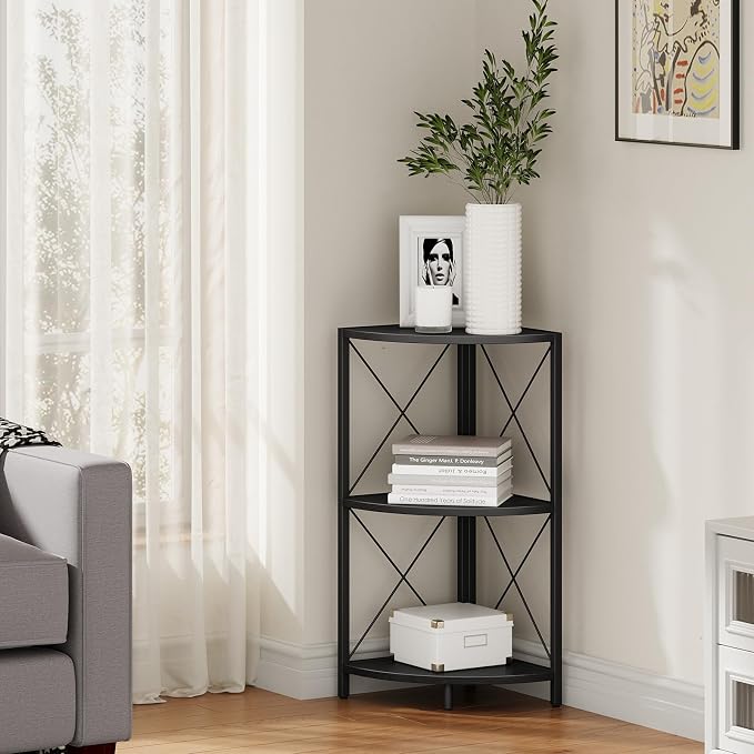 Snughome Corner Shelf with Metal Frame, 3 Tier Corner Storage Organizer - Image 2