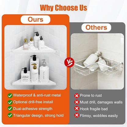 Fikoksol Shower Caddy, 2 Pack Bathroom Corner Shelf, Triangle Shelf Storage - Image 4
