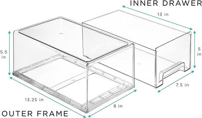 Sorbus Large Clear Stackable Storage Drawers – 4-Pack Plastic Organizer Bins - Image 3