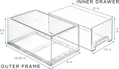 Sorbus Large Clear Stackable Storage Drawers – 6-Pack Plastic Organizer Bins - Image 3