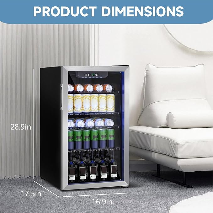 Beverage Refrigerator and Cooler, 110 Can/3.1 Cu Ft Mini Fridge - Image 5