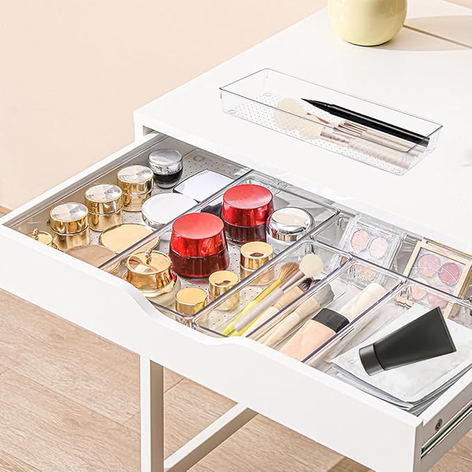 6 Pack Clear Drawer Organizer Trays Plastic Drawer Organizers Set 15 x 6 x 2 - Image 8