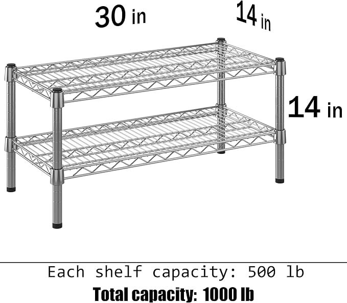 14" Deep x 30" Wide x 14" Height Wire Shelving Kit | 2-Tier | NSF Commercial - Image 3