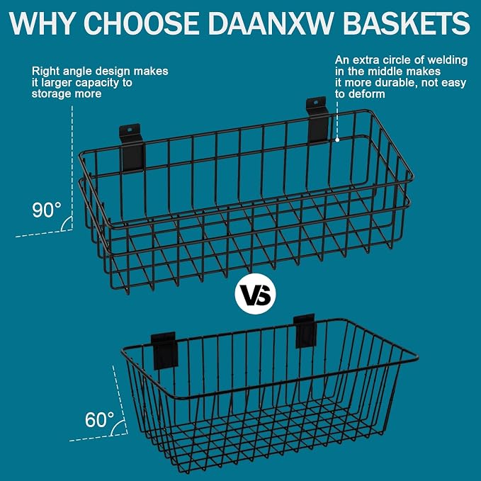 4 Pack Large Size Slatwall Baskets Set, Ventilated Metal Hanging Storage Slat - Image 4