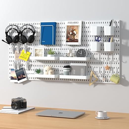 Pegboard Combination Kit, 8 Peg Boards and 30 Accessories Modular Hanging Black - Image 2