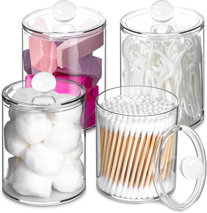 4 Pack Qtip Holder, Canister Apothecary Jar Set, Bathroom Jars by XIPENGKEJI