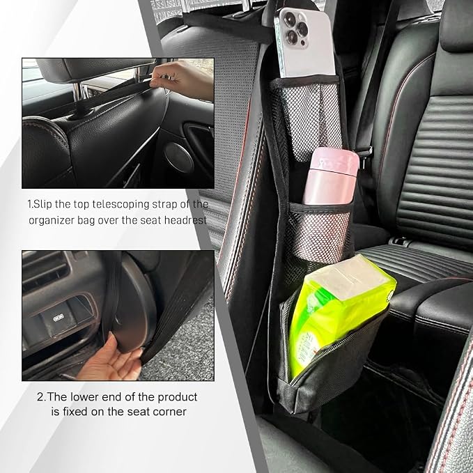 2PCS Car Seat Side Organizer, Seat Side Storage Pocket, Car Multi-Pockets - Image 3