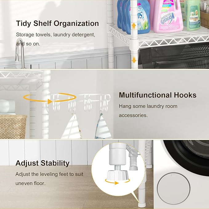 Ulif U8 Medium Laundry Room Storage Organizer, Over the Washer and Dryer - Image 6