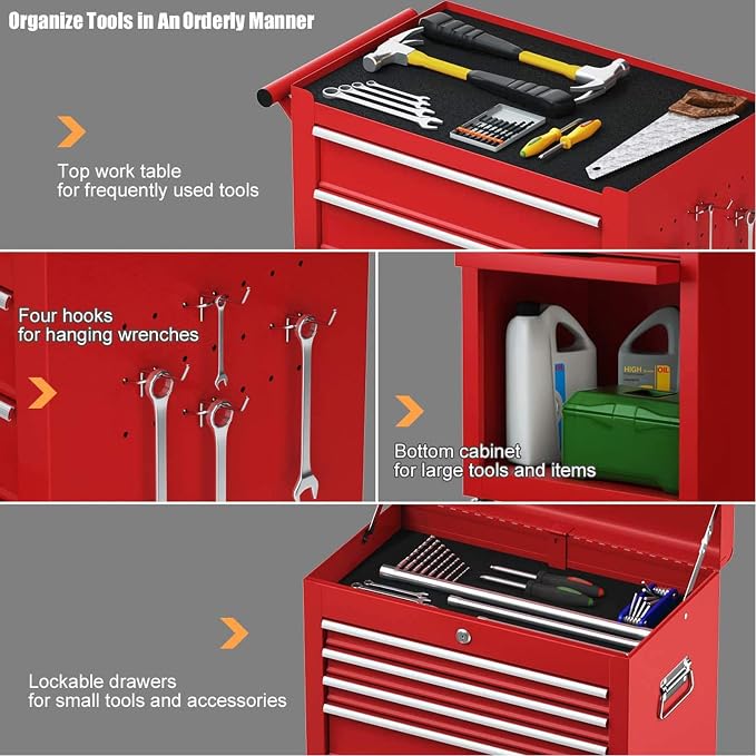 Goplus Tool Chest, 6 Drawers Rolling Tool Cabinet - Image 7