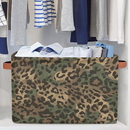 Pardick Leopard Cheetah Vintage Basket Storage Bins Large Fabric Toys Storage - Image 5
