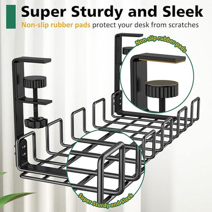 Under Desk Cable Management Tray, L 15.7''W 6.3'' No Drill Steel Desk Cable - Image 5
