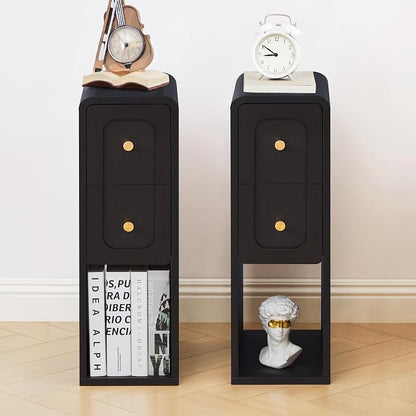 Small Nightstand Set of 2, Wooden Narrow Nightstands - Image 9