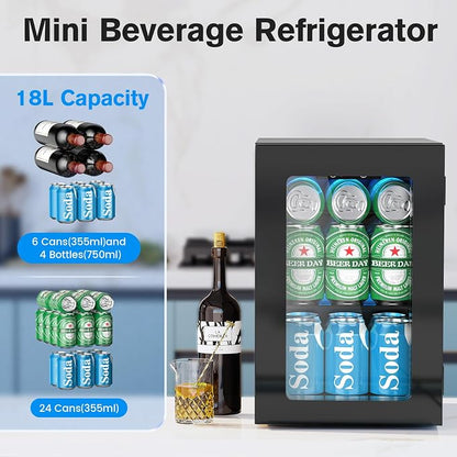 24 Cans Beverage Refrigerator Cooler, Mini Fridge Countertop Drink Cooler - Image 2