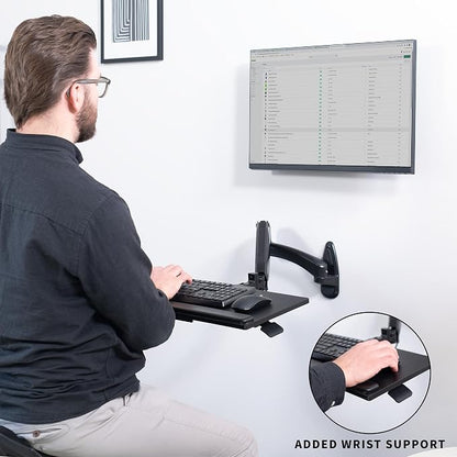 VIVO Sit-Stand 24 Inch Pneumatic Spring Keyboard and Mouse Tray Wall Mount - Image 7