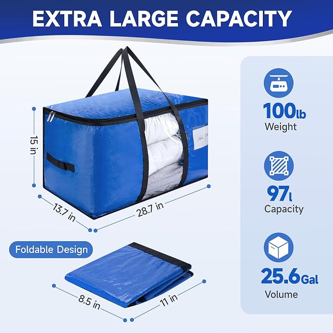 CONGREGATE 8-Pack Heavy Duty Moving Bags, 28.7"x13.7"x15" | Zippers and Handles - Image 6