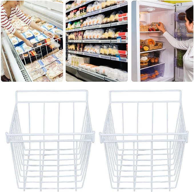 2PCS Freezer Organizer Bins, Steel Wire Freezer Basket - Image 6