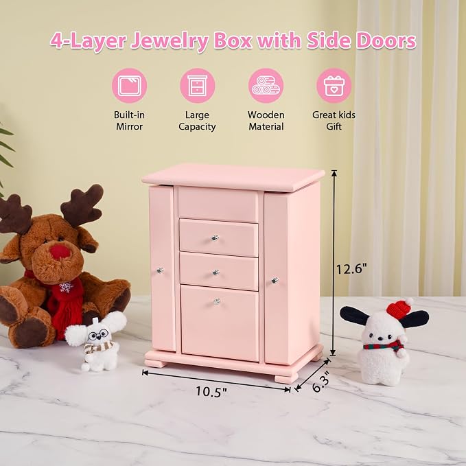Emfogo Musical Jewelry Box for Girls, Large Kid Music Box - Image 2