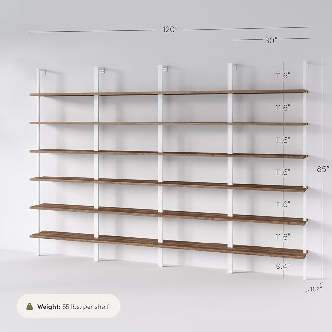 Nathan James Theo 6-Shelf Tall Bookcase, Wall Mount Bookshelf - Image 4