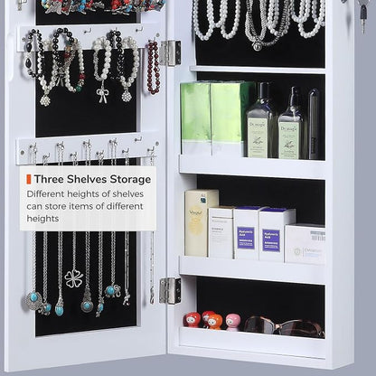 GISSAR Full Length Mirror Jewelry Cabinet, 6 LEDs Jewelry Armoire Wall Mounted - Image 8