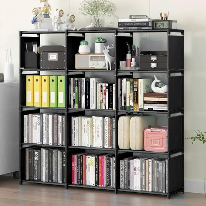 12 Cube Storage Organizer Book Shelves, DIY Open Stackable Bookshelf, Extra by Aocoray