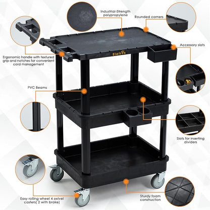 ELAFROS 3-Tier Utility Cart - Image 3