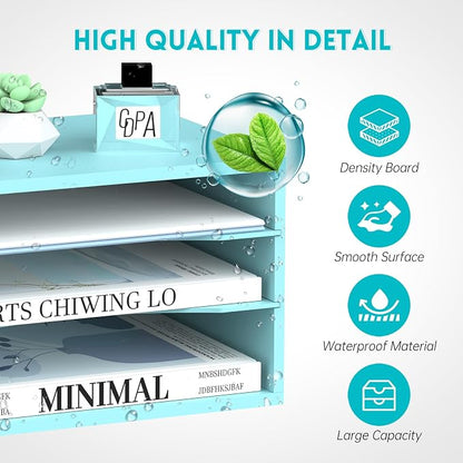 3 Tier Wood Desk Organizer, Mail Sorter and Paper Organizer - Image 5