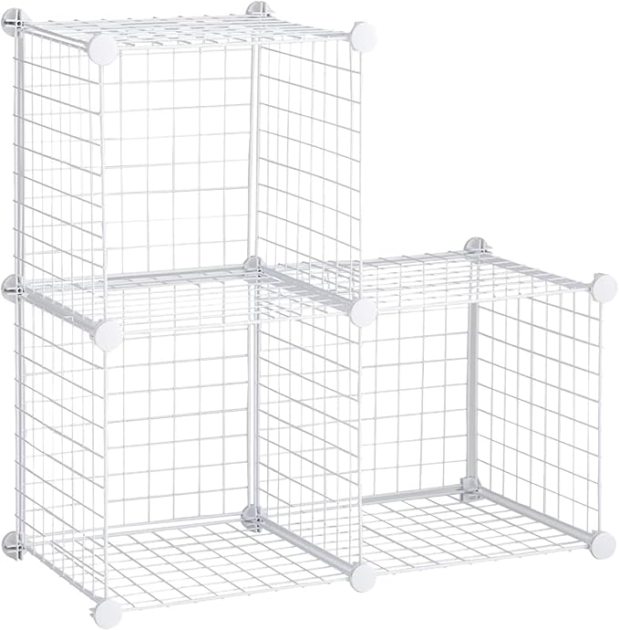 Rubbermaid 3 Piece Storage Wire Stackable Cube Set Easy Assemble White by Unknown