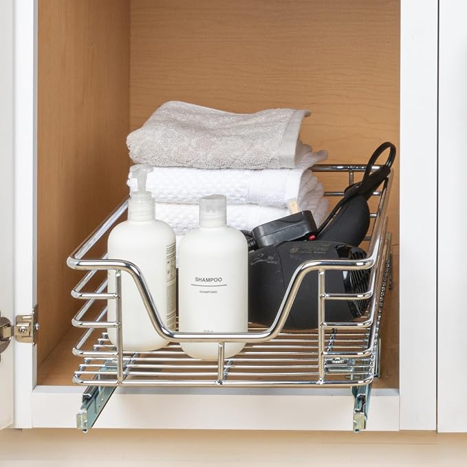 Household Essentials Chrome-Plated Steel Under-Cabinet Pull-Out Organizer - Image 3