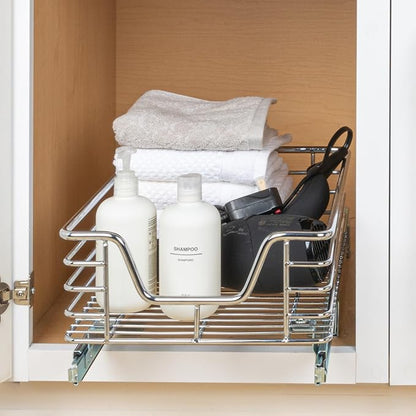 Household Essentials Chrome-Plated Steel Under-Cabinet Pull-Out Organizer - Image 3