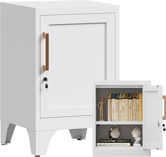 23.6" H White Metal Locker Nightstand by Firstsky