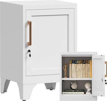 23.6" H White Metal Locker Nightstand by Firstsky