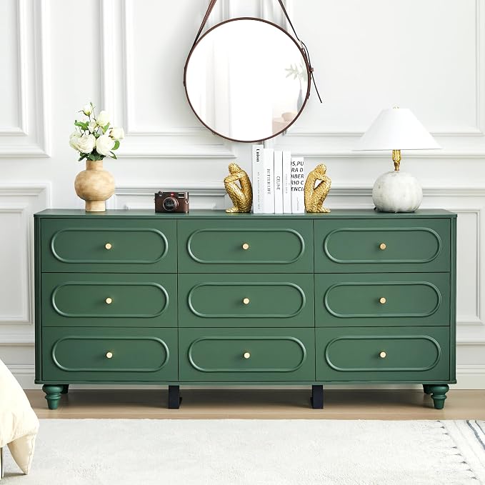 9 Drawer Fluted Dresser for Bedroom, Mid Century Modern Chest of Drawers - Image 3