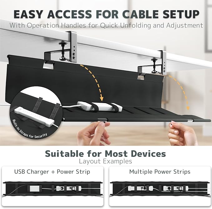 No Drill Under Desk Cable Management Tray - Image 5