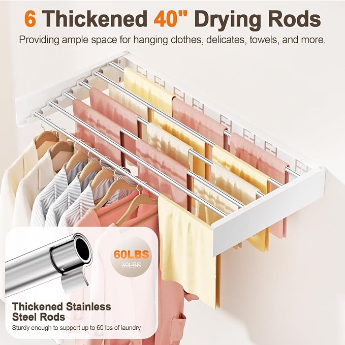 Wall Mounted Clothes Drying Rack Folding Indoor, Foldable Laundry Drying Rack - Image 5