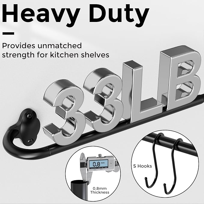 2Pack Hanging Pot Pan Rack, Heavy Duty 5/8'' Diameter Adjustable Kitchen - Image 2