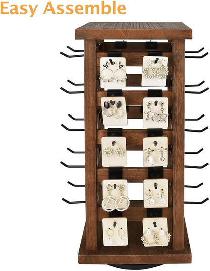 Ikee Design 5 Tiers Easy Assemble Wood Rotating Jewelry Display Tower - Image 4